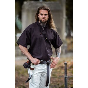 Chemise médiévale à manches courtes brune "Eric