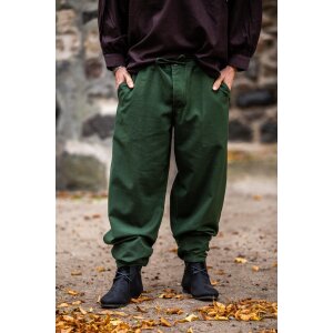 Pantalon médiéval vert avec laçage à la taille