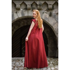 Robe longue avec volant dépaule rouge "Clara