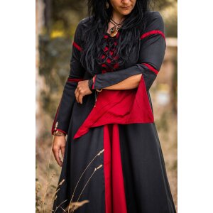 Robe à manches trompette noir/rouge "Larissa