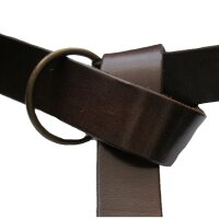 Ceinture à anneaux en cuir robuste brun