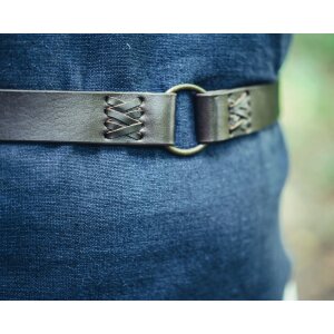 Ceinture à anneaux avec lanières en cuir noir "Conrad".