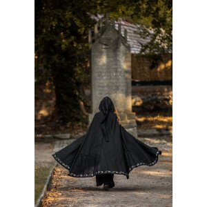 Wool cape with embroidery Black "Alma"