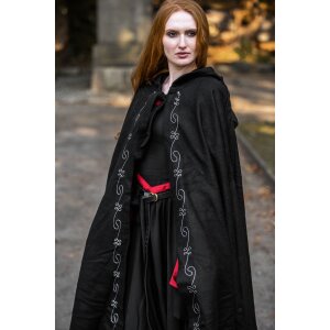 Cape en laine avec broderie noire "Alma