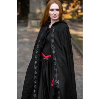 Cape en laine avec broderie noire "Alma