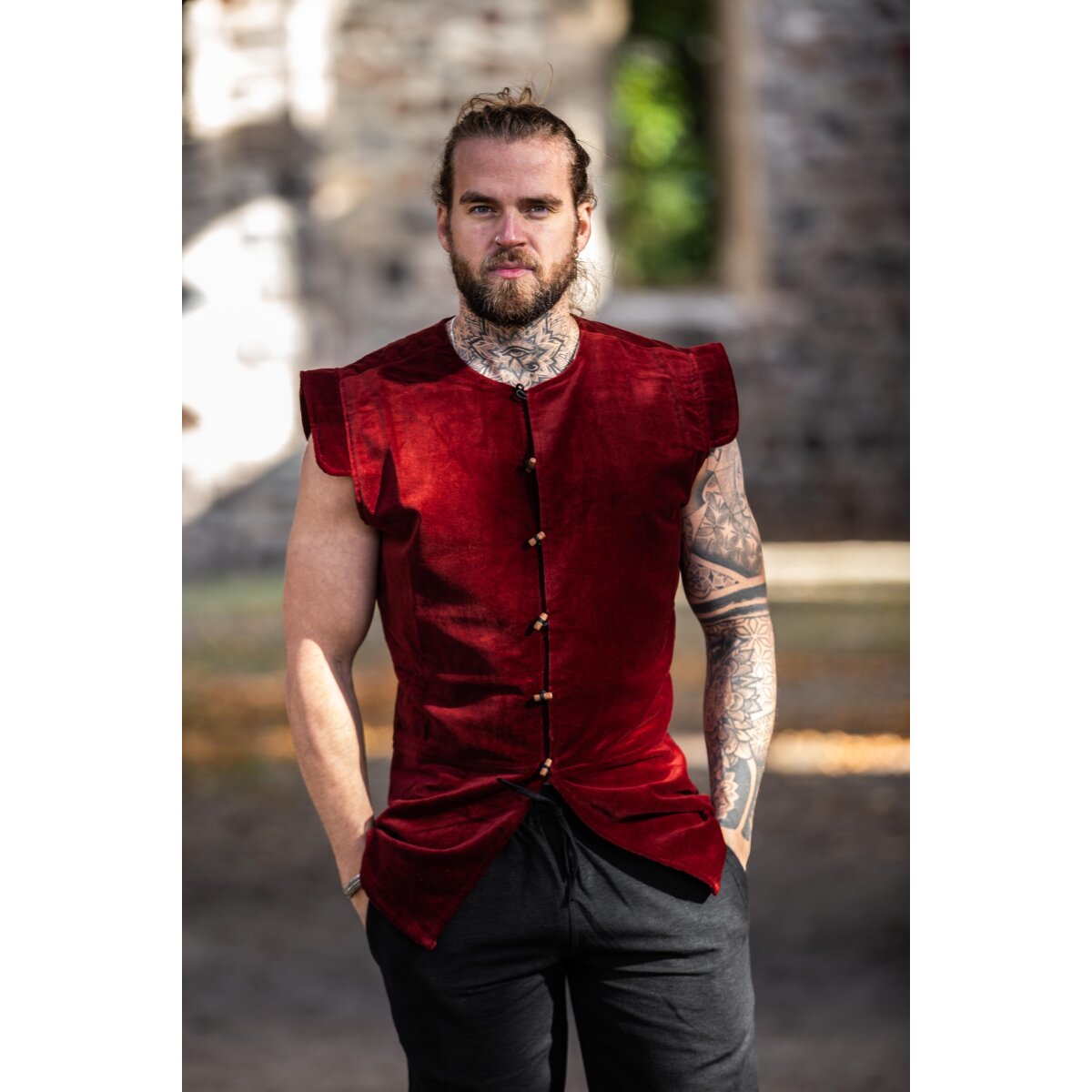 Lined velvet doublet Red "Heinrich"