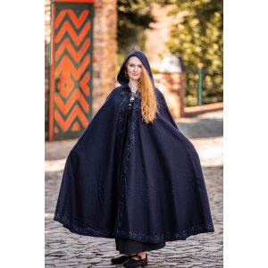 Cape with embroidery and fibula Blue "Gesa"