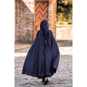 Cape with embroidery and fibula Blue "Gesa"