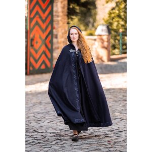 Cape avec broderie et fibule Bleu "Gesa