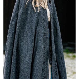 Cape avec broderie et fibule Gris "Gesa