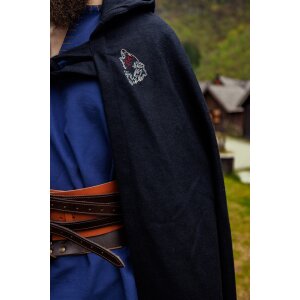 Cape viking avec broderie de loup noir "Alpha