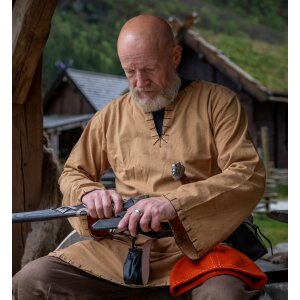 Tunique viking avec broderie marron miel "Erwin