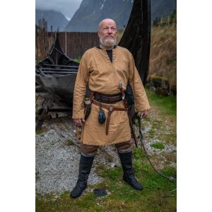 Tunique viking avec broderie marron miel "Erwin
