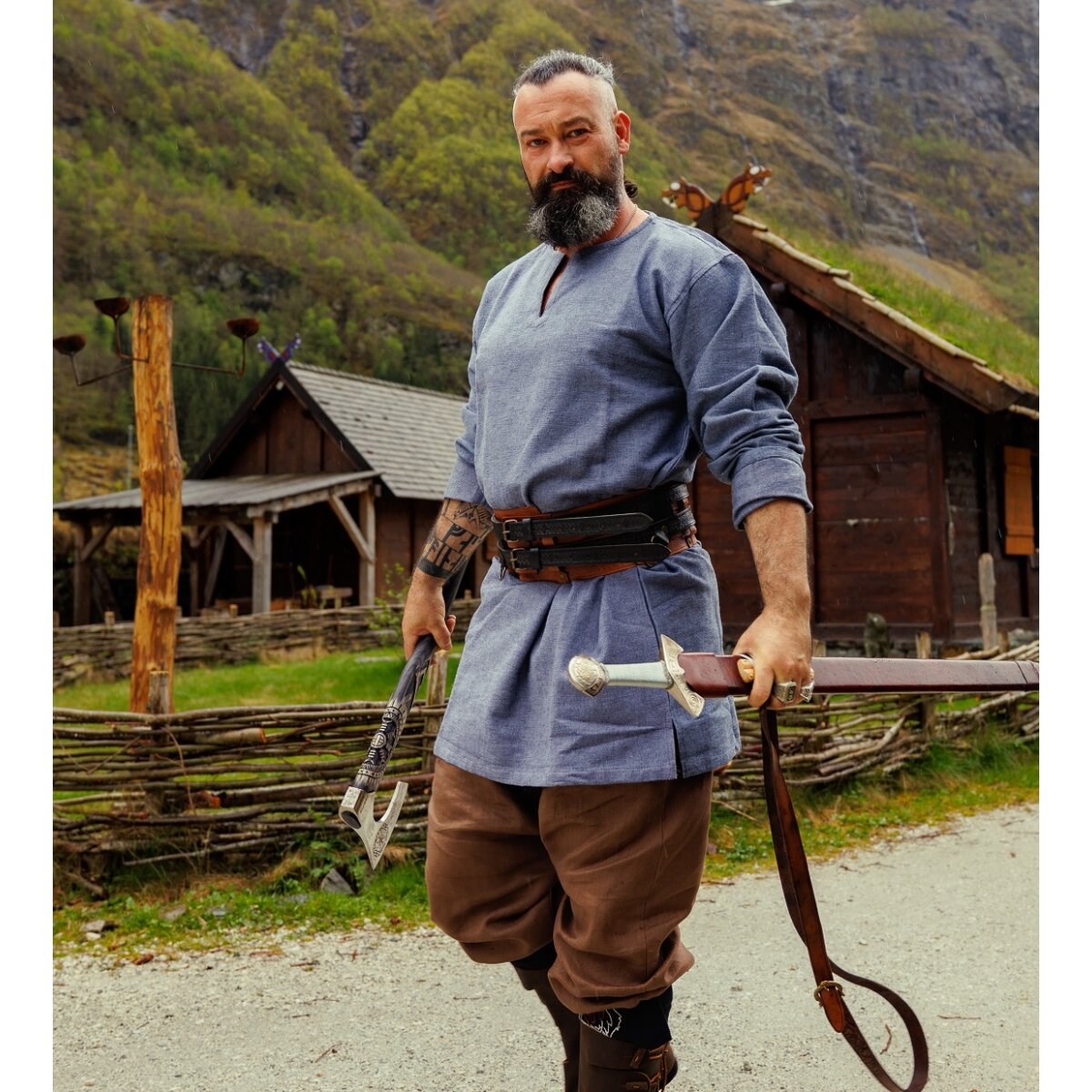 Viking tunic Blue Gray "Torsten"