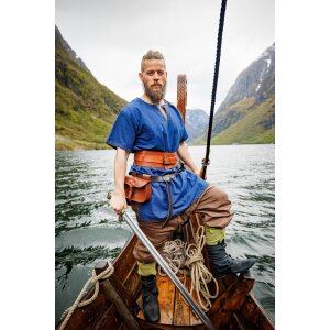 Tunique viking à manches courtes bleue "Theobald".