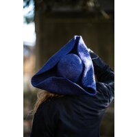 Chapeau en laine feutrée tricorne bleu "Hugo"