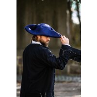 Chapeau en laine feutrée tricorne bleu "Hugo"