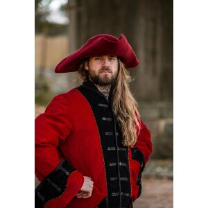 Chapeau en laine feutrée tricorne rouge "Hugo"