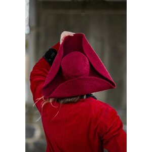 Chapeau en laine feutrée tricorne rouge...