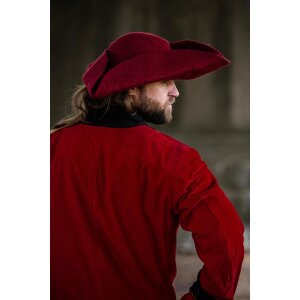 Chapeau en laine feutrée tricorne rouge "Hugo"