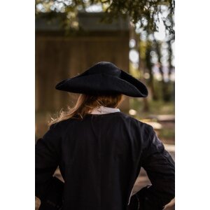 Chapeau en laine feutrée tricorne noir "Hugo"