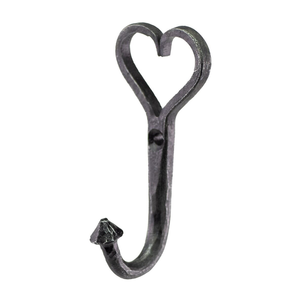 Rustic forged wall hook in the shape of a heart