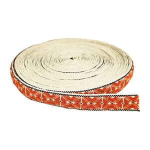 Ruban &agrave; border orange-naturel laine 100 cm
