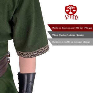 Tunique viking classique verte "Arvid" avec motifs de nœuds, manches courtes