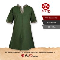 Tunique viking classique verte "Arvid" avec motifs de nœuds, manches courtes