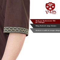 Tunique viking classique brune "Arvid" avec motif de nœuds, manches courtes