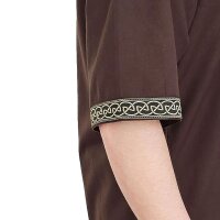 Tunique viking classique brune "Arvid" avec motif de nœuds, manches courtes