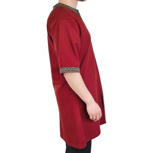 Tunique viking classique rouge "Arvid" avec motifs de nœuds, manches courtes