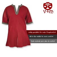 Tunique viking classique rouge "Arvid" avec motifs de nœuds, manches courtes