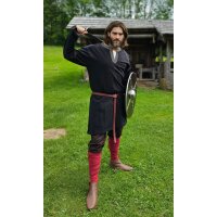 Tunique viking classique noire avec motif de nœuds "Hakon", manches longues