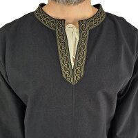 Tunique viking classique noire avec motif de nœuds "Hakon", manches longues