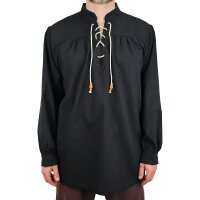 Chemise médiévale classique ou chemise à lacets noire "Anno"