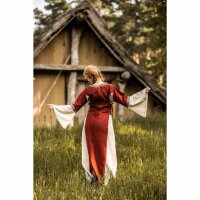 Robe médiévale en coton rouge/nature "Angie