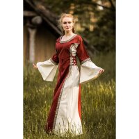 Robe médiévale en coton rouge/nature "Angie