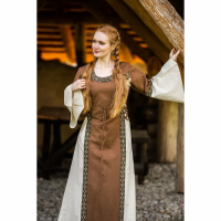 Robe médiévale en coton tabac/nature "Angie