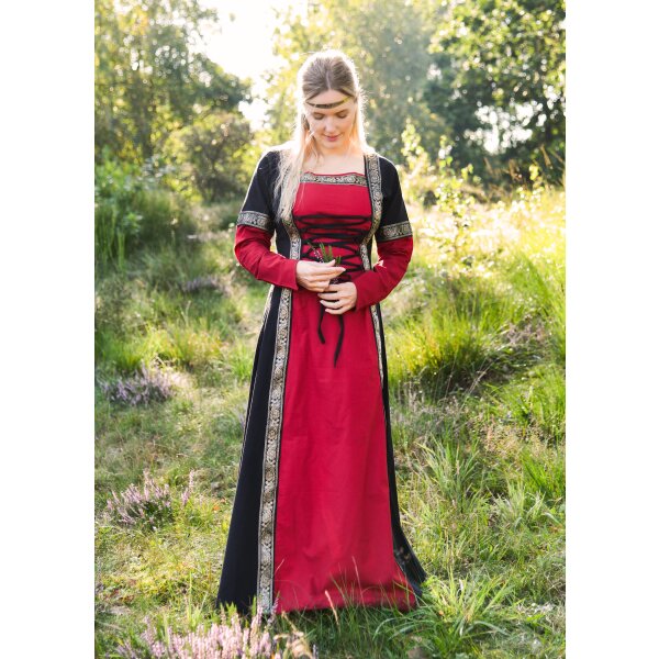 Robe médiévale fantastique rouge-noir "Eleanor"