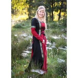 Robe médiévale fantastique rouge-noir "Eleanor"