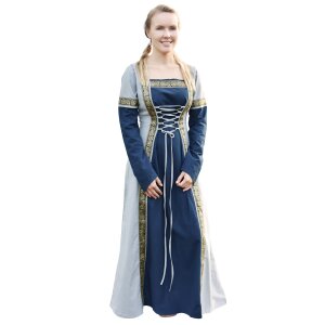 Robe médiévale fantaisie bleu-bleu-gris "Eleanor"