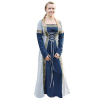 Robe médiévale fantaisie bleu-bleu-gris "Eleanor"