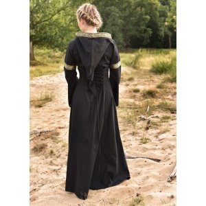Robe médiévale fantastique noire avec capuche "Eleanor"
