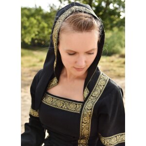 Robe médiévale fantastique noire avec capuche "Eleanor"