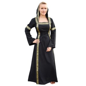 Robe médiévale fantastique noire avec capuche "Eleanor"