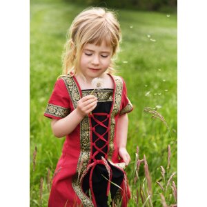 Robe médiévale fantastique pour enfants rouge-noir "Eleanor"