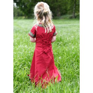 Robe médiévale fantastique pour enfants rouge-noir "Eleanor"