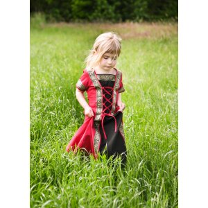 Robe médiévale fantastique pour enfants rouge-noir "Eleanor"