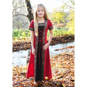 Robe médiévale fantastique pour enfants rouge-noir "Eleanor"